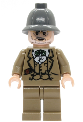 Lego, Minifigure, Indiana Jones, Professor Henry Jones Sr. - Dark Bluish Gray Pith Helmet, Diary in Pocket, IAJ002