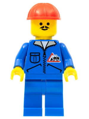 Lego, Minifigure, City, Town, Town Jr, Bulldozer Logo - Blue Legs, Red Construction Helmet, JBL002