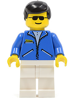 Lego, Minifigure, City, Town, Town Jr, Jacket Blue - White Legs, Black Male Hair, Sunglasses, JBL012