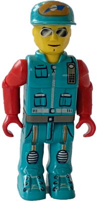 Lego, Minifigure, 4 Juniors, Crewman with Dark Turquoise Vest and Pants, Red Arms (4169124), JS027