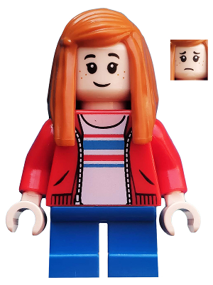 Lego, Minifigure, Jurassic World, Maisie Lockwood - Red Jacket, Dark Orange Hair, JW024