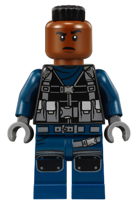 Lego, Minifigure, Jurassic World, ACU Tracker, Male, Black Wide Mohawk, Reddish Brown Head, JW035