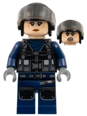 Lego, Minifigure, Jurassic World, ACU Tracker, Female, Black Aviator Cap with Trans, Brown Visor, Light Nougat Head, JW042