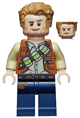 Lego, Minifigure, Jurassic World, Owen Grady - Lime Canisters, jw066