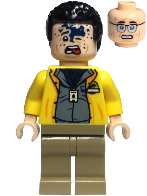Lego, Minifigure, Jurassic World, Dennis Nedry - Dark Blue Undershirt, JW106