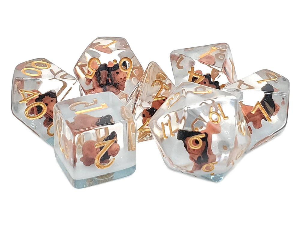 Old School 7 Piece DnD RPG Dice Set: Animal Kingdom - Lion