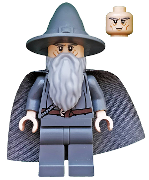 Lego, Minifigure, The Hobbit, Lord of the Rings, Gandalf the Grey - Wizard / Witch Hat, Short Cheek Lines, LOR001