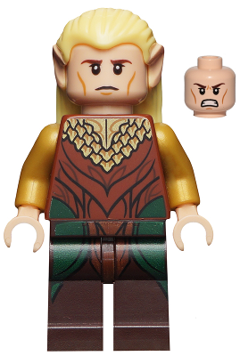 Lego, Minifigure, Lord of the Rings, Legolas - Reddish Brown and Gold Robe, LOR035