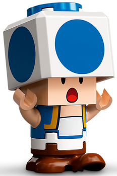 Lego, Minifigure, Super Mario Brothers, Blue Toad - Surprised, Mar0080