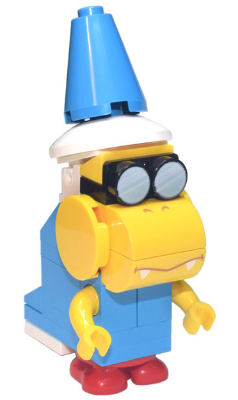 Lego, Minifigure, Super Mario Brothers, Kamek - Closed Mouth, White Fangs, 2 Dark Azure Plates 2 x 3, Mar0084