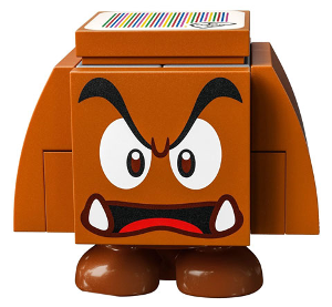 Lego, Minifigure, Super Mario Brothers, Goomba (Dark Bluish Gray Interior Pieces) - Angry, Open Mouth, mar0115