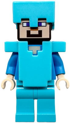 Lego, Minifigure, Minecraft,Steve - Medium Azure Legs, Helmet, and Armor, MIN015