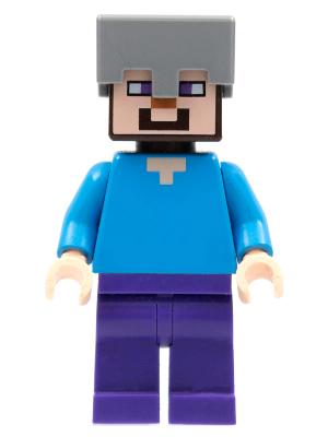 Lego, Minifigure, Minecraft, Steve, Dark Purple Legs, Flat Silver Helmet, MIN016