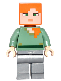 Lego, Minifigure, Minecraft, Alex, Flat Silver Legs, MIN026