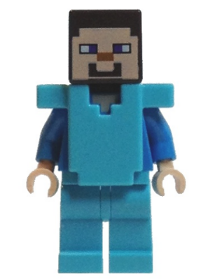 Lego, Minifigure, Minecraft, Steve - Medium Azure Legs and Armor, MIN042