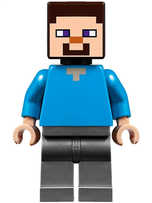 Lego, Minifigure, Minecraft, Steve, Flat Silver Legs, MIN048