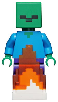 Lego, Minifigure, Minecraft, Zombie, Dark Purple Legs, Fire Base, MIN069