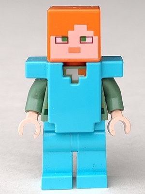 Lego, Minifigure, Minecraft, Alex, Medium Azure Legs and Armor, MIN070