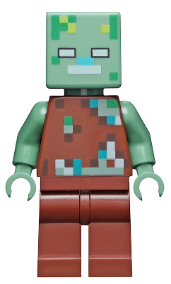 Lego, Minifigure, Minecraft, Drowned Zombie, MIN088