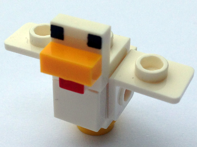 Lego, Minifigure, Minecraft, Minecraft Chicken, Wings Spread, Yellow Feet (Thin Neck Bracket) - Brick Built, minechicken02