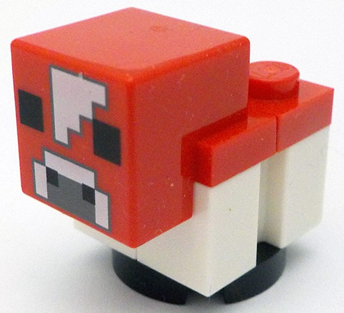 Lego, Minifigure, Minecraft, Minecraft Cow, Mooshroom, Baby (White Forehead) - Brick Built, minecow08