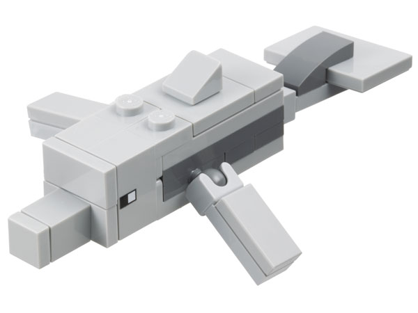 Lego, Minifigure, Minecraft, Minecraft Dolphin (Light Bluish Gray Plate 2 x 4 Inside) - Brick Built, minedolphin01