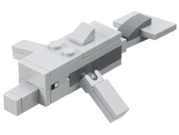 Lego, Minifigure, Minecraft, Minecraft Dolphin (Light Bluish Gray Plate 2 x 4 Inside) - Brick Built, minedolphin01