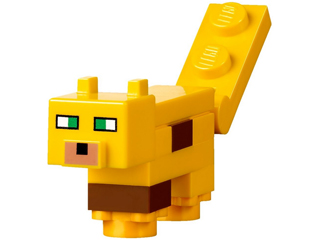 Lego, Minifigure, Minecraft, Minecraft Ocelot (Bright Light Orange Plate, Round 1 x 1 with Flower Edge Feet) - Brick Built, mineocelot01