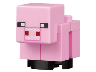 Lego, Minifigure, Minecraft, Minecraft Pig, Baby, White Snout, Brick Built, MINEPIG02a