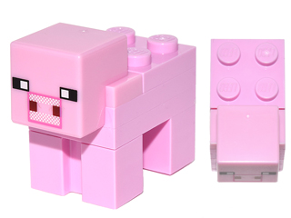 Lego, Minifigure, Minecraft, Animal, Minecraft Pig, White Snout, Brick Built, MINEPIG03a