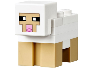 Lego, Minifigure, Minecraft, Minecraft Sheep, White, Plate 2 x 2 on Back - Brick Built, MINESHEEP01