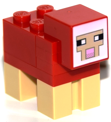 Lego, Minifigure, Minecraft, Minecraft Sheep, Red, Brick Built, MINESHEEP05