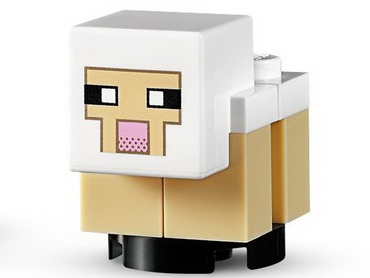 Lego, Minifigure, Minecraft, Minecraft Sheep, Lamb, Tan Legs, White Head - Brick Built, MINESHEEP08