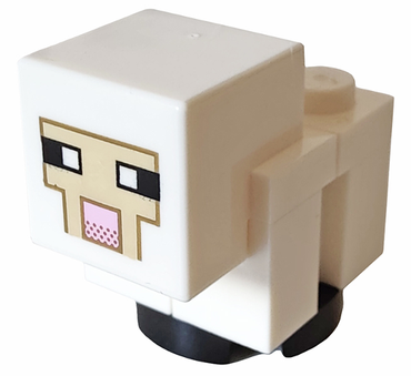 Lego, Minifigure, Minecraft, Minecraft Sheep, Lamb, White Legs, White Head, Brick Built, MINESHEEP09
