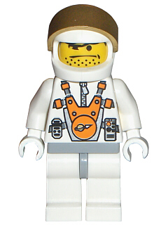 Lego, Minifigure, Mars Mission, Astronaut with Helmet and and Orange Sunglasses on Forehead, Stubble, MM007