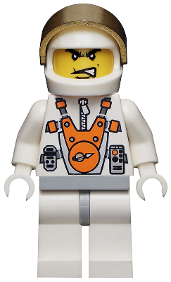 Lego, Minifigure, Mars Mission, Astronaut with Helmet and Angry Black Eyebrows and Messy Hair, MM009