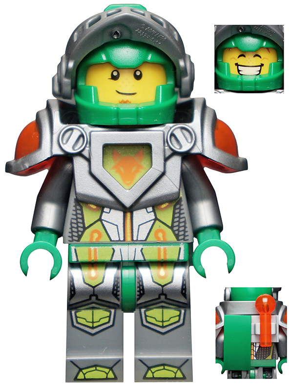 Lego, Minifigure, NEXO KNIGHTS, Aaron, Flat Silver Visor, Clip, Curved Slope, Tow Ball on Back, NEX004