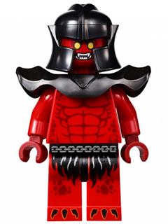 Lego, Minifigure, NEXO KNIGHTS, rust Smasher, Bare Chest, Red Legs, Black Shoulder Pads Armor, NEX012