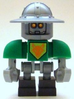 Lego, Minifigure, NEXO KNIGHTS, Aaron Bot, Green Shoulders, Flat Silver Helmet, NEX029