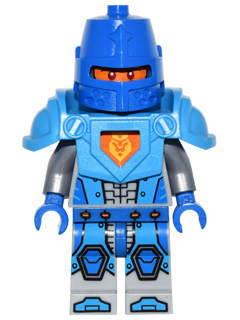Lego, Minifigure, NEXO KNIGHTS, Royal Soldier, King's Guard, Blue Helmet with Eye Slit, Dark Azure Armor, Blue Hands, NEX039
