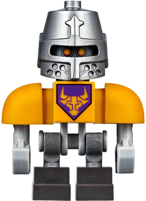 Lego, Minifigure, NEXO KNIGHTS, Axl Bot - Bright Light Orange Shoulders, Flat Silver Helmet, NEX060