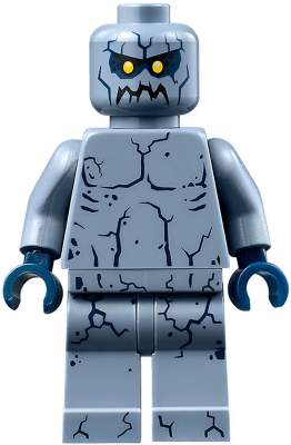 Lego, Minifigure, NEXO KNIGHTS, Stone Stomper - Small Dark Blue Cracks on Chest and Legs, Closed Mouth, NEX096