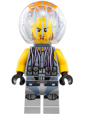 Lego, Minifigure, Ninjago, Jelly - Dark Red Beard, Dark Bluish Gray Neck Bracket, Trans-Medium Blue Round Plate, NJO0352