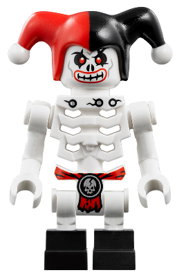 Lego, Minifigure, Ninjago, Krazi (Skulkin) - Vertical Grip Hands, Red and Black Jester Hat, NJO247
