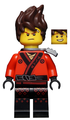 Lego, Minifigure, Ninjago, The Lego Ninjago Movie, Kai, Hair, Flat Silver Scabbard, njo317