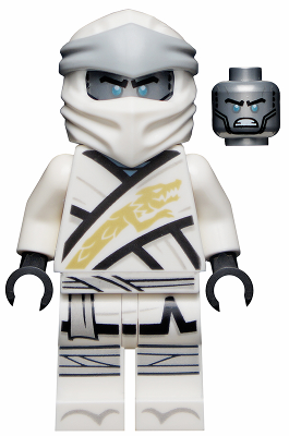 Lego, Minifigure, Ninjago, Legacy, Zane, Flat Silver Head, NJO713