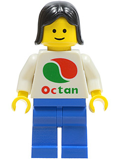 Lego, Minifigure, Town, Octan - White Logo, Blue Legs, Black Female Hair, OCT010