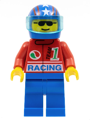 Lego, Minifigure, Town, Octan - Racing, Blue Legs, Blue Helmet 4 Stars & Stripes, Trans-Light Blue Visor, OCT027