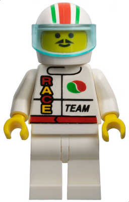 Lego, Minifigure, Town, Octan - Race Team, White Legs, White Red/Green Striped Helmet, Trans-Light Blue Visor, OCT045