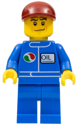 Lego, Minifigure, City, Octan - Blue Oil, Blue Legs, Dark Red Short Bill Cap, Crooked Smile, oct069